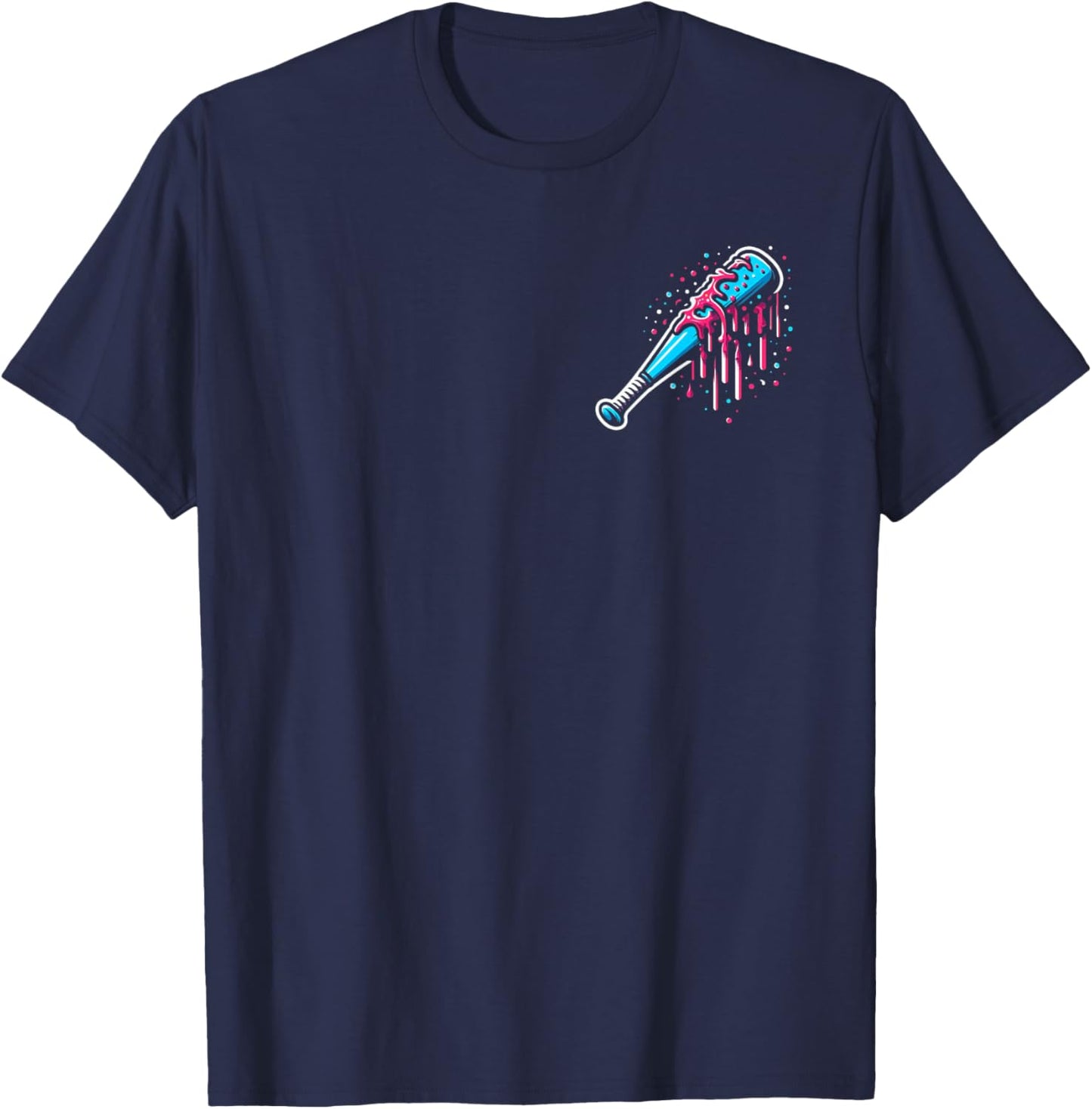 Baseball Home Plate Ice Cream Drip with Sprinkles 2 sides T-Shirt - T-Shirt | Navy