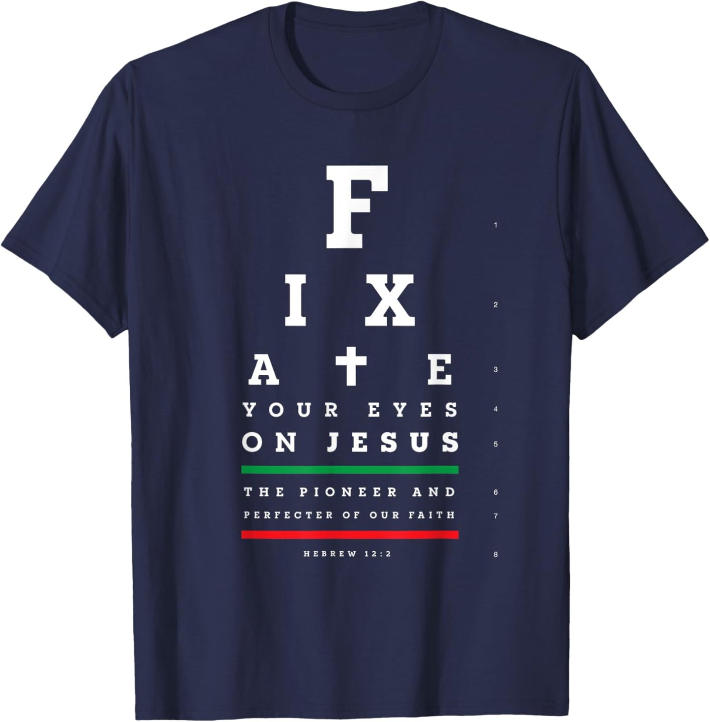 Christian Shirt Faith Gifts - Snellen Eye Chart Test Jesus T-Shirt - T-Shirt | Navy