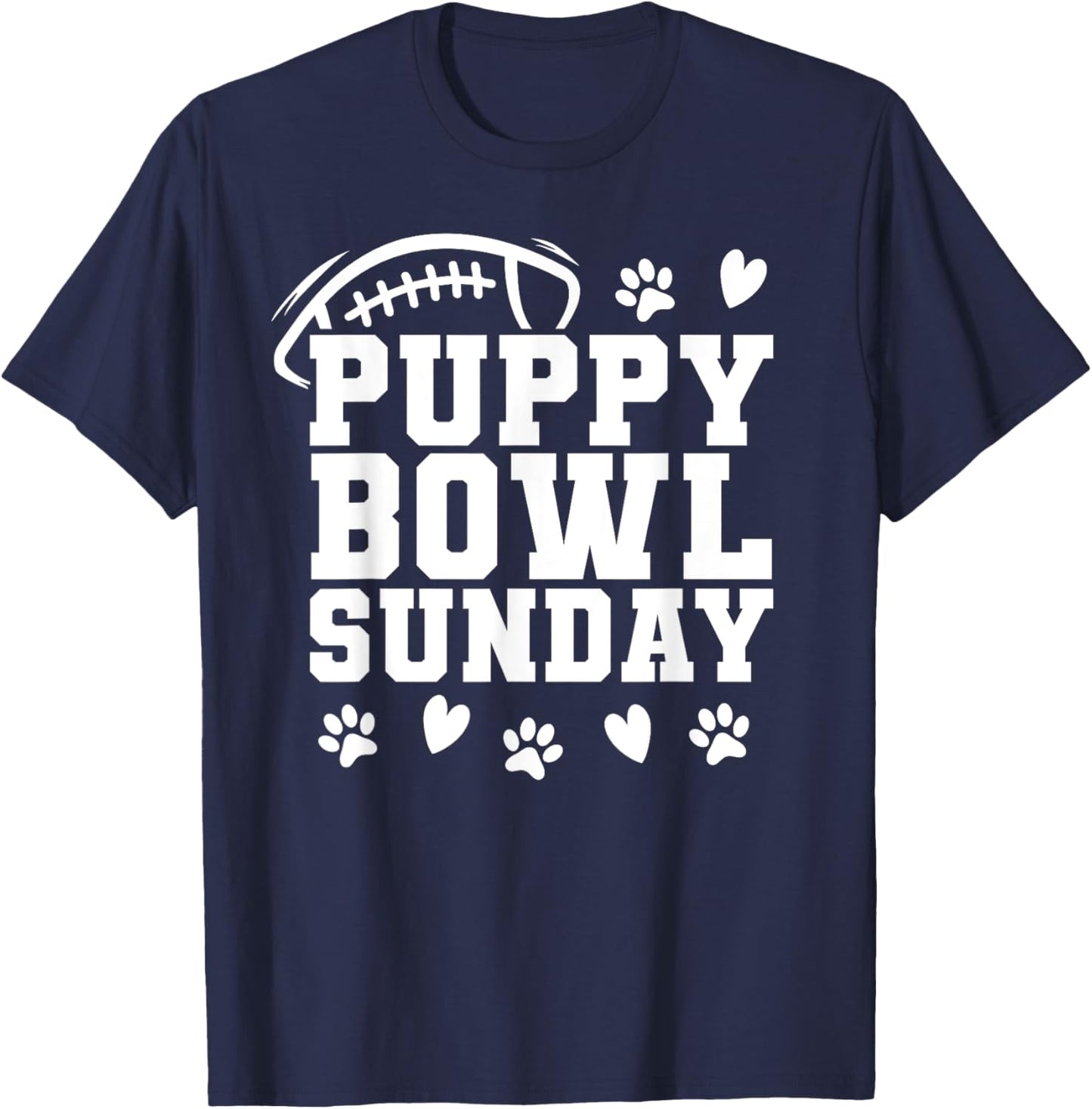 Puppy Bowl Sunday Super Football Game Party Dogs Dog Lover Men Women Kids T-Shirt - T-Shirt | Navy