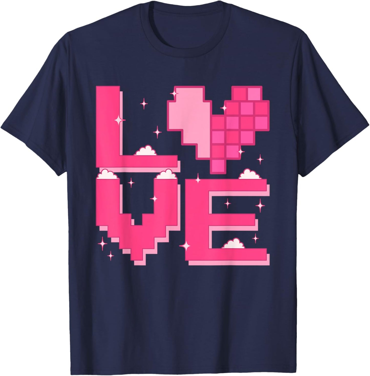 Love Heart Pixel Retro Gaming Costume 80s 90s Kawaii Outfit T-Shirt - T-Shirt | Navy
