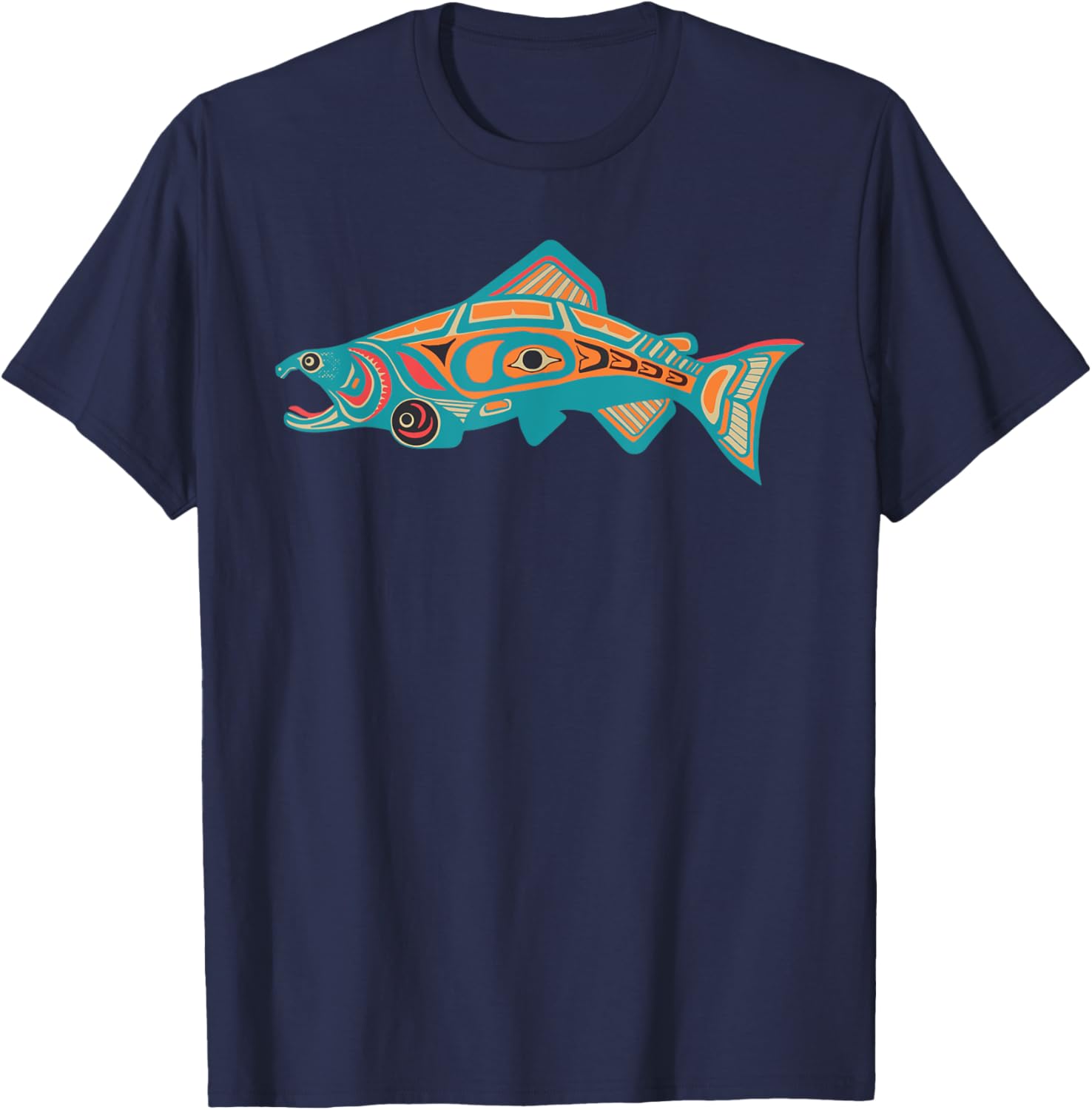 Native American Salmon Tlingit Indian Fisherman Fish Men T-Shirt - T-Shirt | Navy