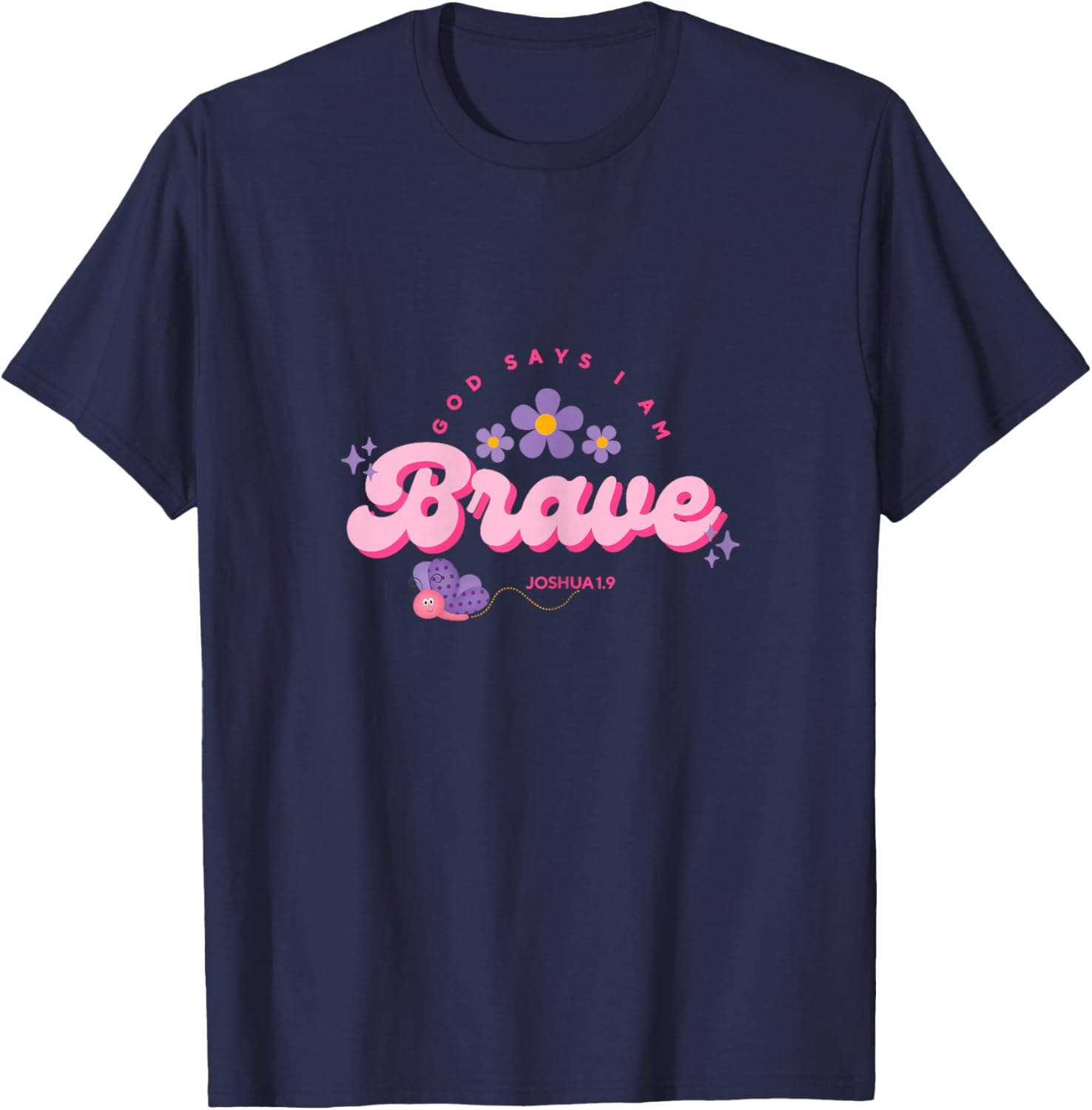 God Say's I Am Brave, Women, Youth and Girls T-Shirt - T-Shirt | Navy