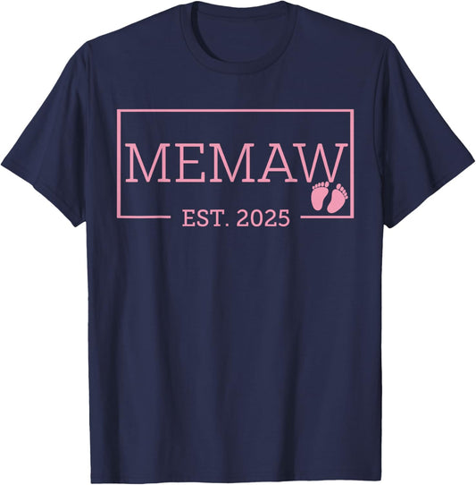 Memaw Established Est 2025 New Born Mother's Day T-Shirt - T-Shirt | Navy