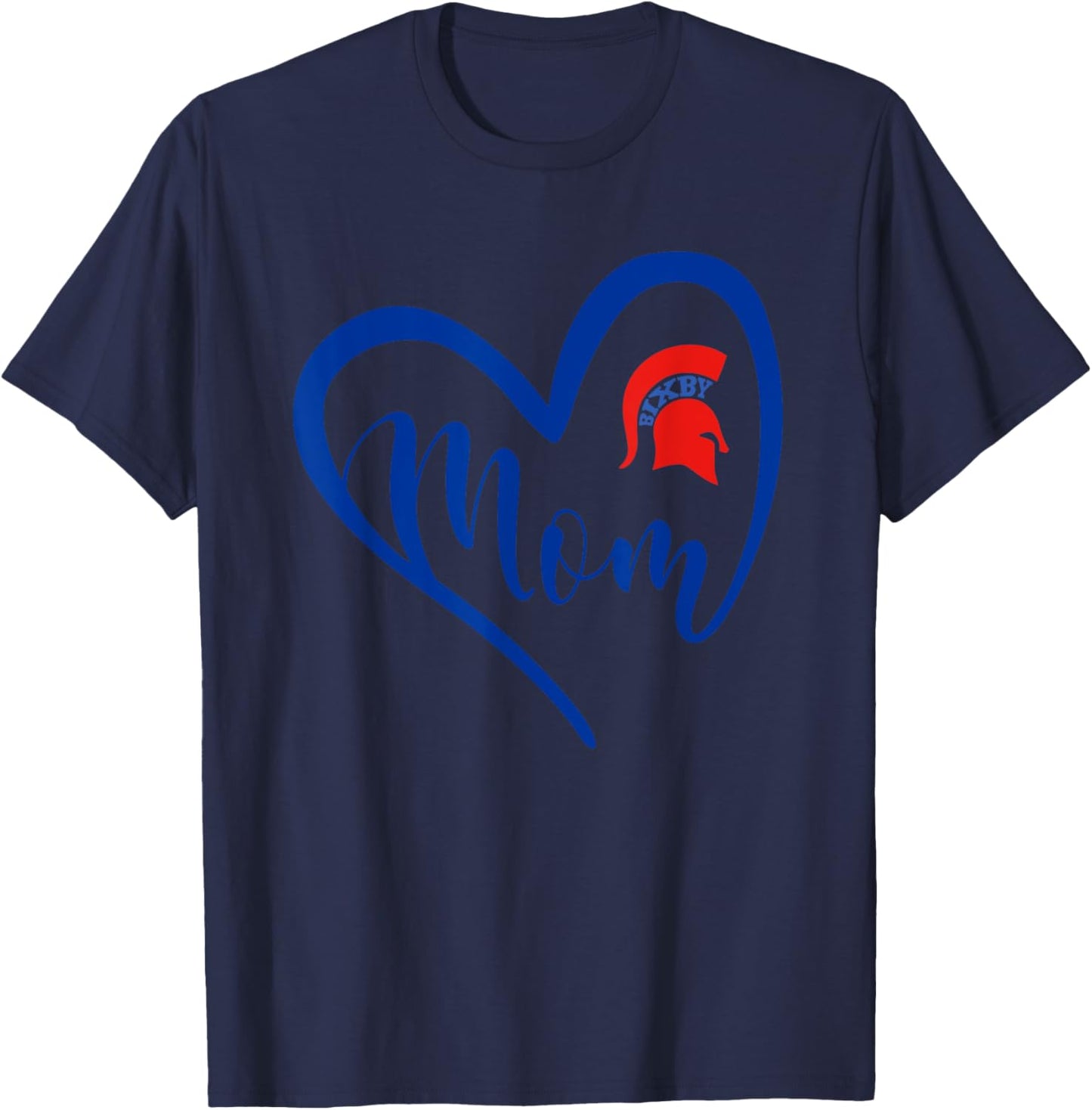 Bixby Spartans Logo Heart Mom HS T-Shirt - T-Shirt | Navy