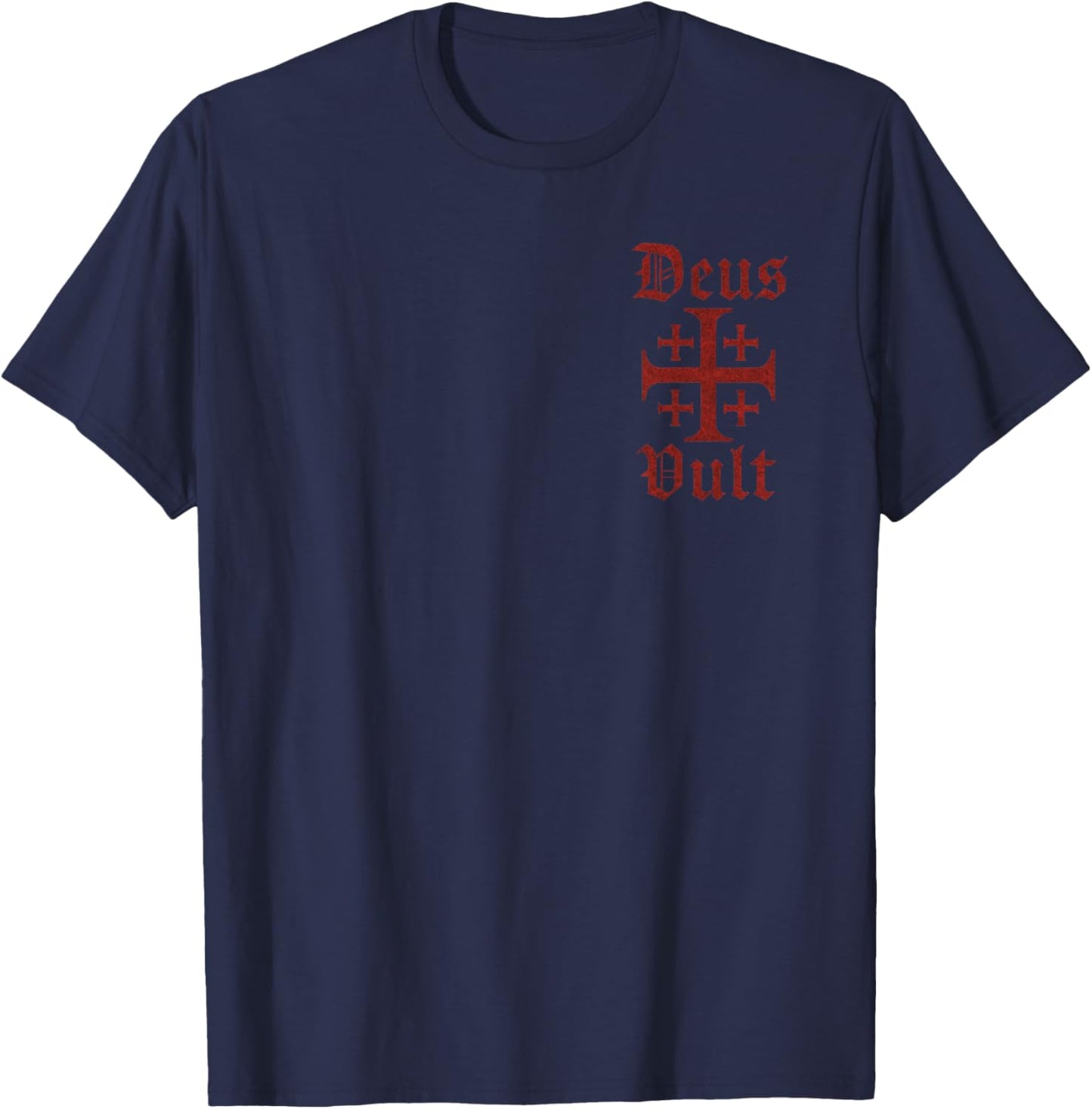 Catholic Deus Vult - Cross Jerusalem T-Shirt - T-Shirt | Navy