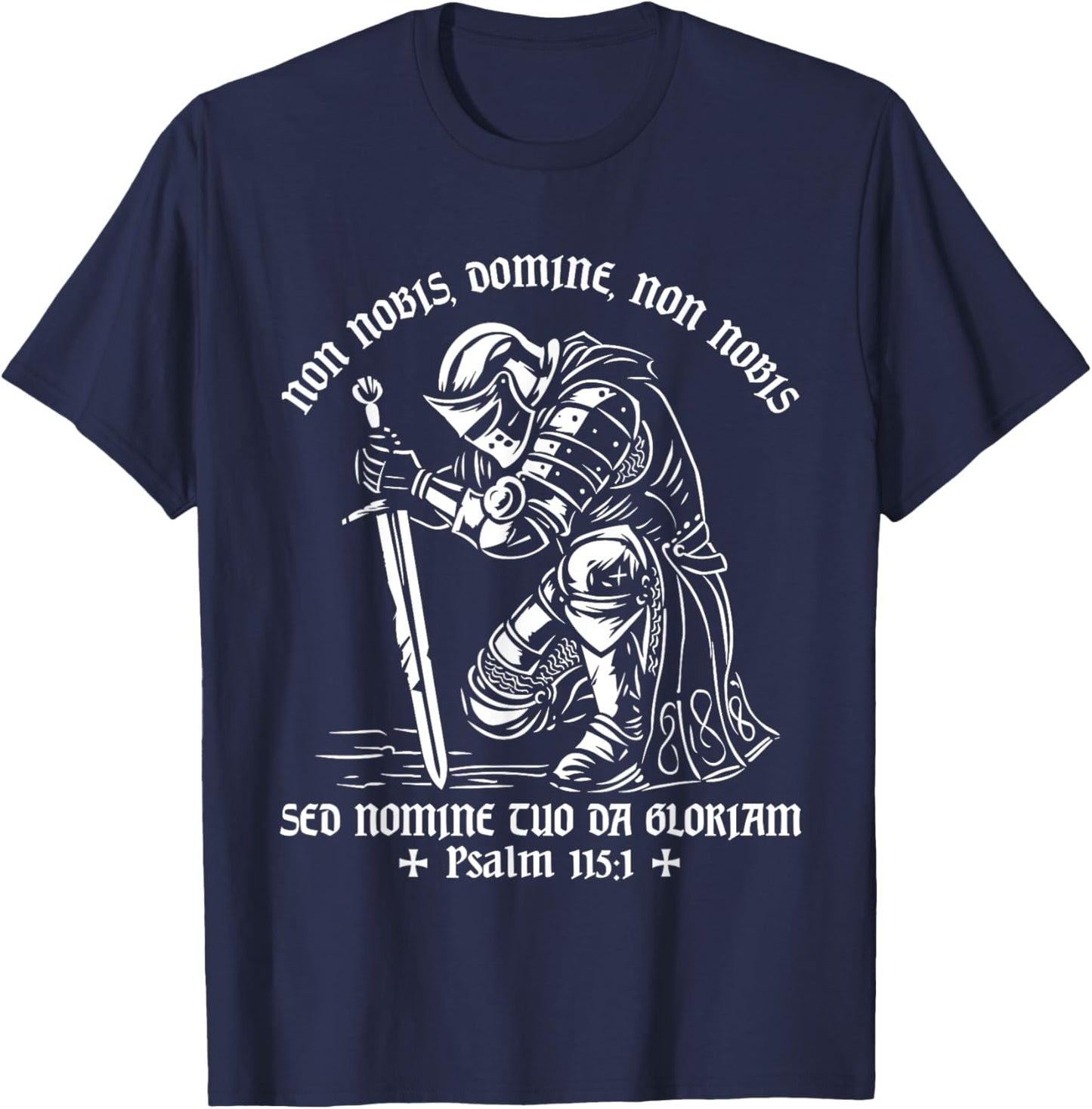 Knights Templar Medieval Knight Christian Catholic Non Nobis T-Shirt - T-Shirt | Navy