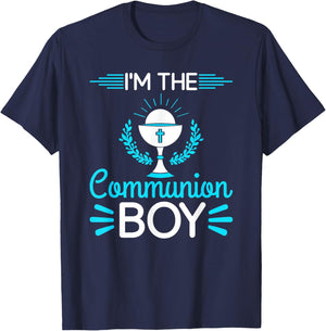 First Communion Boy Holy Sacrament T-Shirt - T-Shirt | Navy