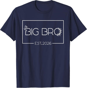 Floral Bro Big Is 2026 Shirt Cute Newborn Big New Brother T-Shirt - T-Shirt | Navy