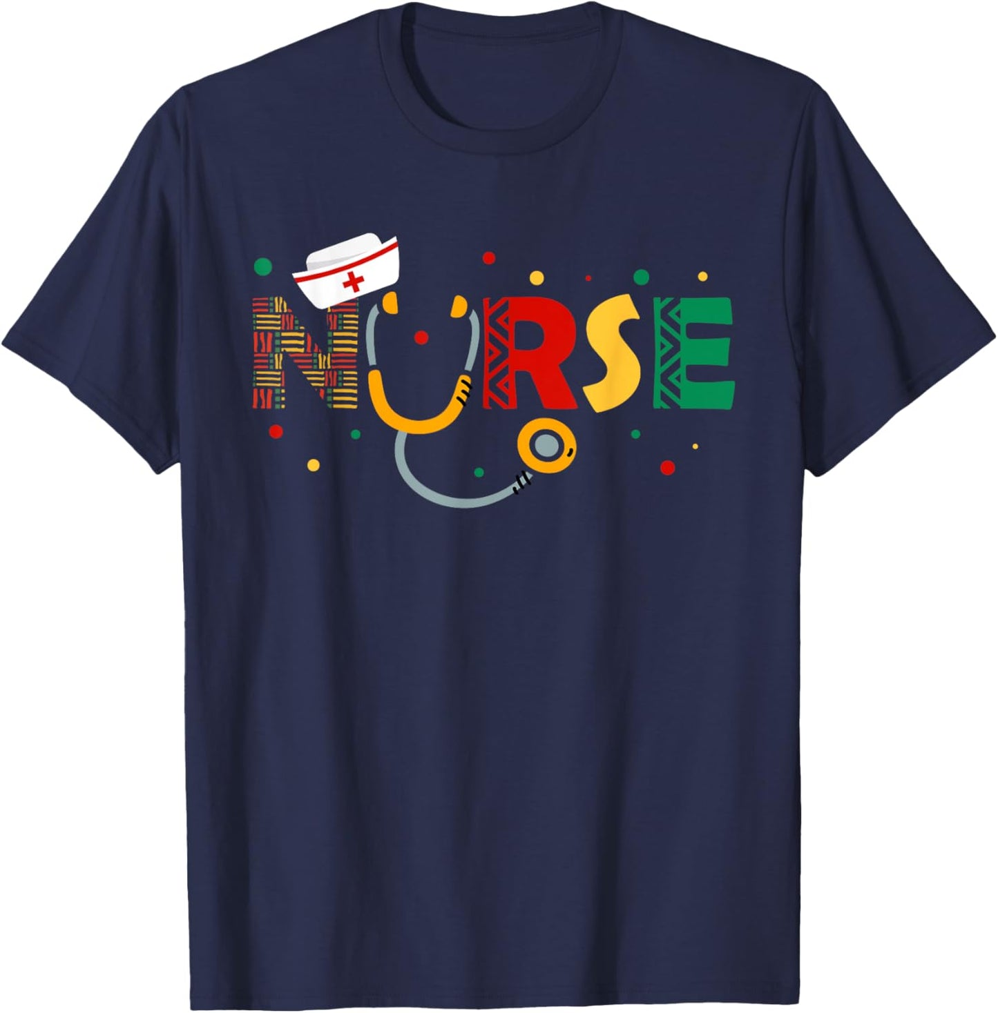 Juneteenth Nurse Melanin Nursing Stethoscope Black History T-Shirt - T-Shirt | Navy