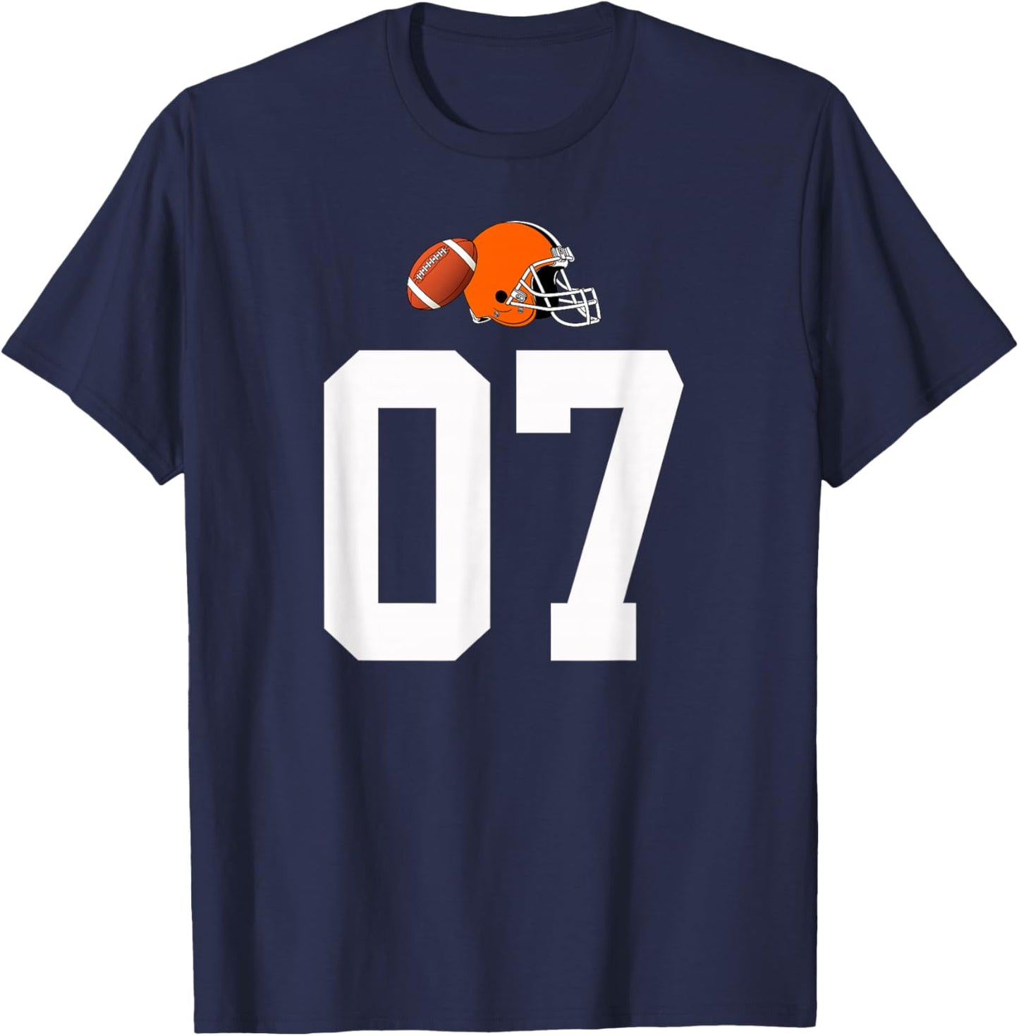 American Football Helmet Style Vintage Number 07 T-Shirt - T-Shirt | Navy
