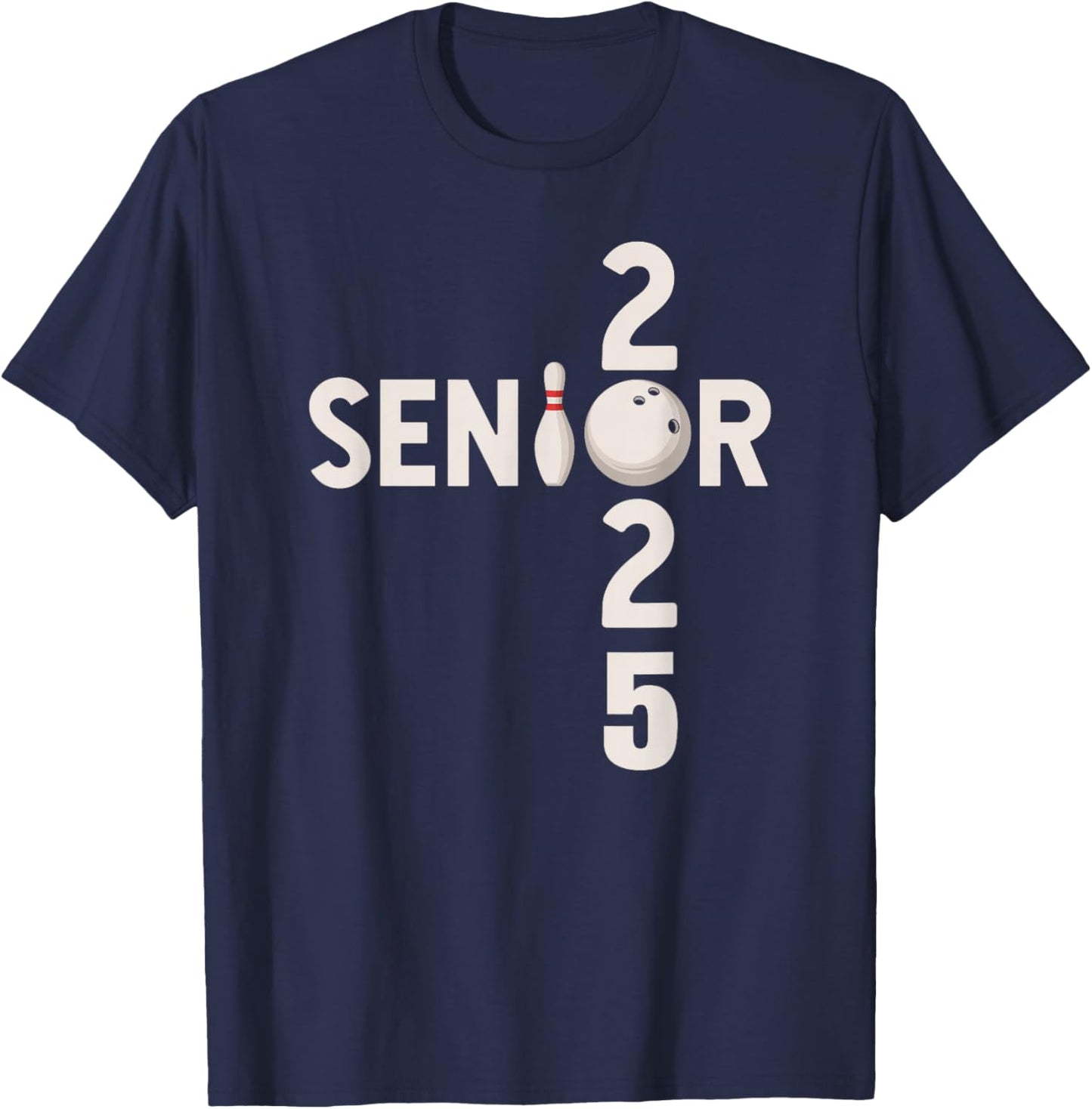 Senior 2025 Bowling Player Graduating Class Of 2025 T-Shirt - T-Shirt | Navy