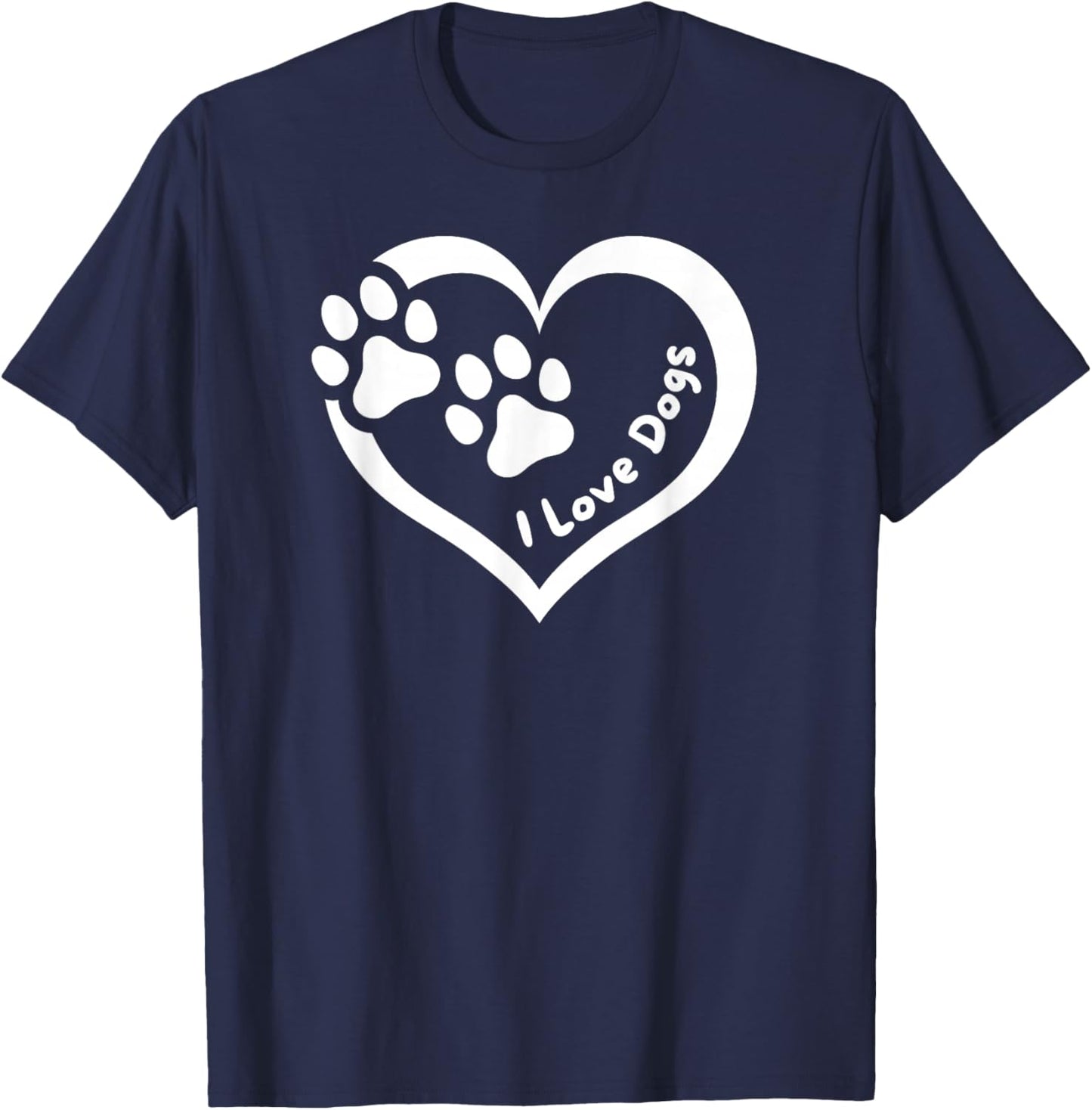 I Love Dogs Heart with Paws - Fun Design for Pet Lovers T-Shirt - T-Shirt | Navy