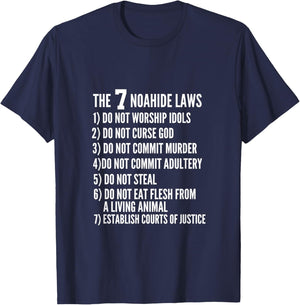 Noahide 7 Laws religion Faith Noahide Apparel Noahides T-Shirt - T-Shirt | Navy