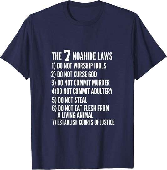 Noahide 7 Laws religion Faith Noahide Apparel Noahides T-Shirt - T-Shirt | Navy