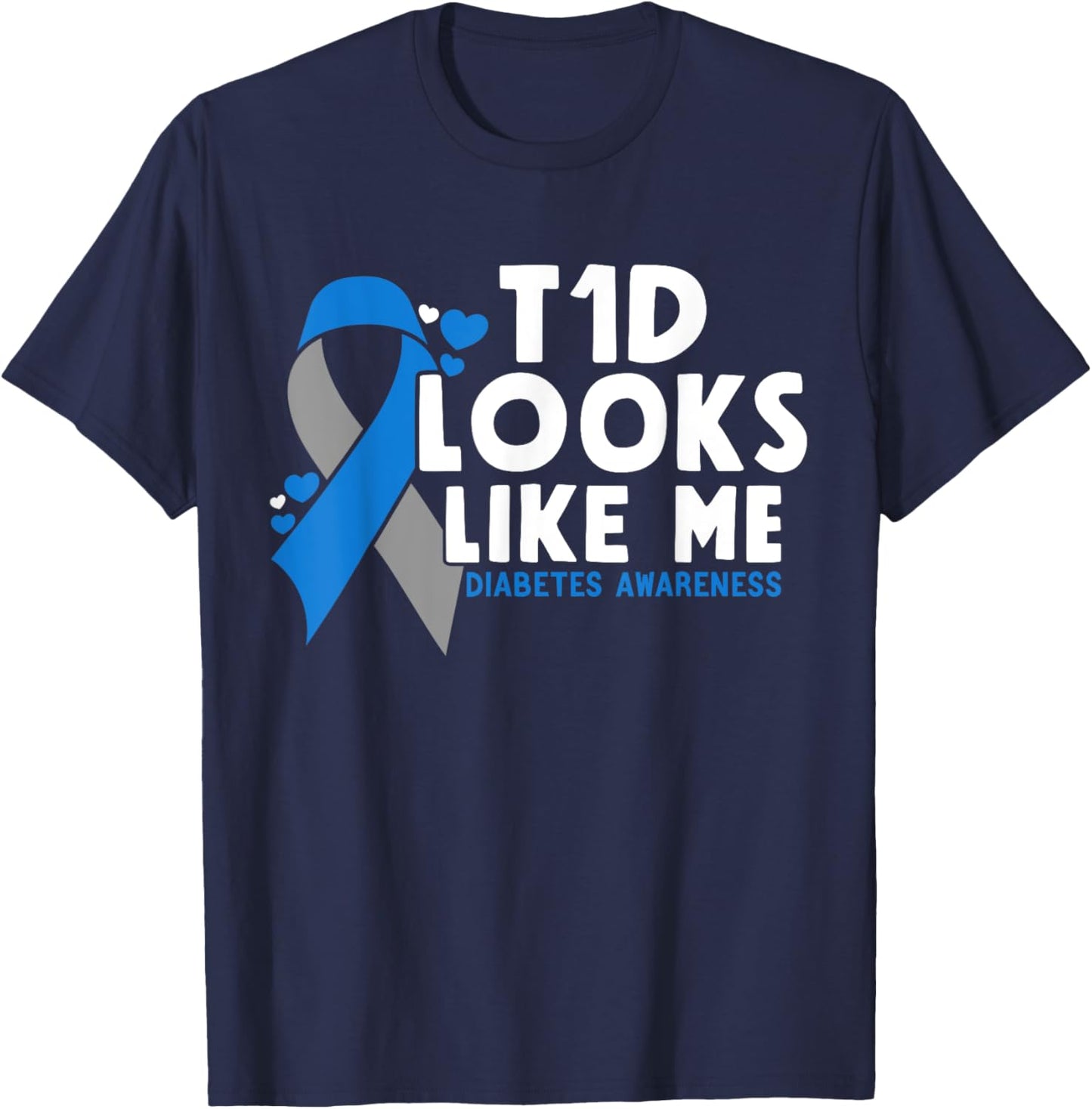 T1D Diabetes Awareness Month Diabetes Warrior T-Shirt - T-Shirt | Navy