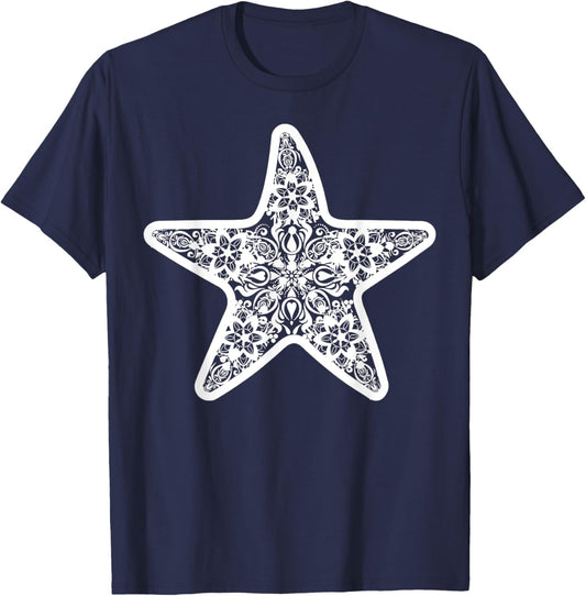 Starfish Mandala Yoga Meditation Summer Vacation Sea Life T-Shirt - T-Shirt | Navy
