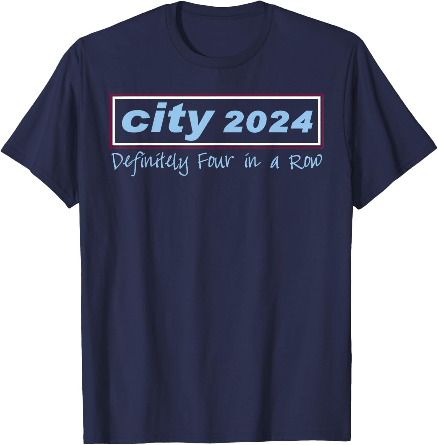 City, 2024, Four in A Row Champions, Manchester T-Shirt - T-Shirt | Navy