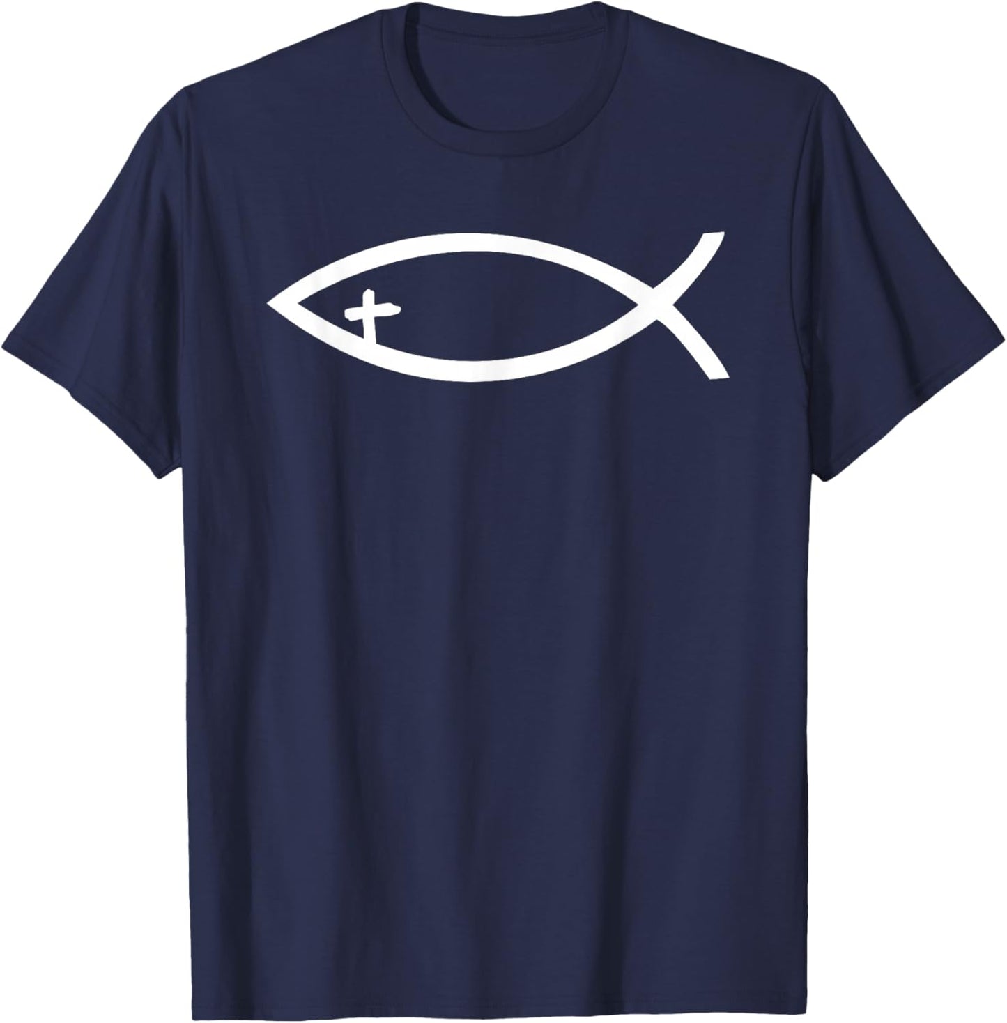 Ichthus Ichthys Fish Cross Jesus Symbol Christian T-Shirt - T-Shirt | Navy
