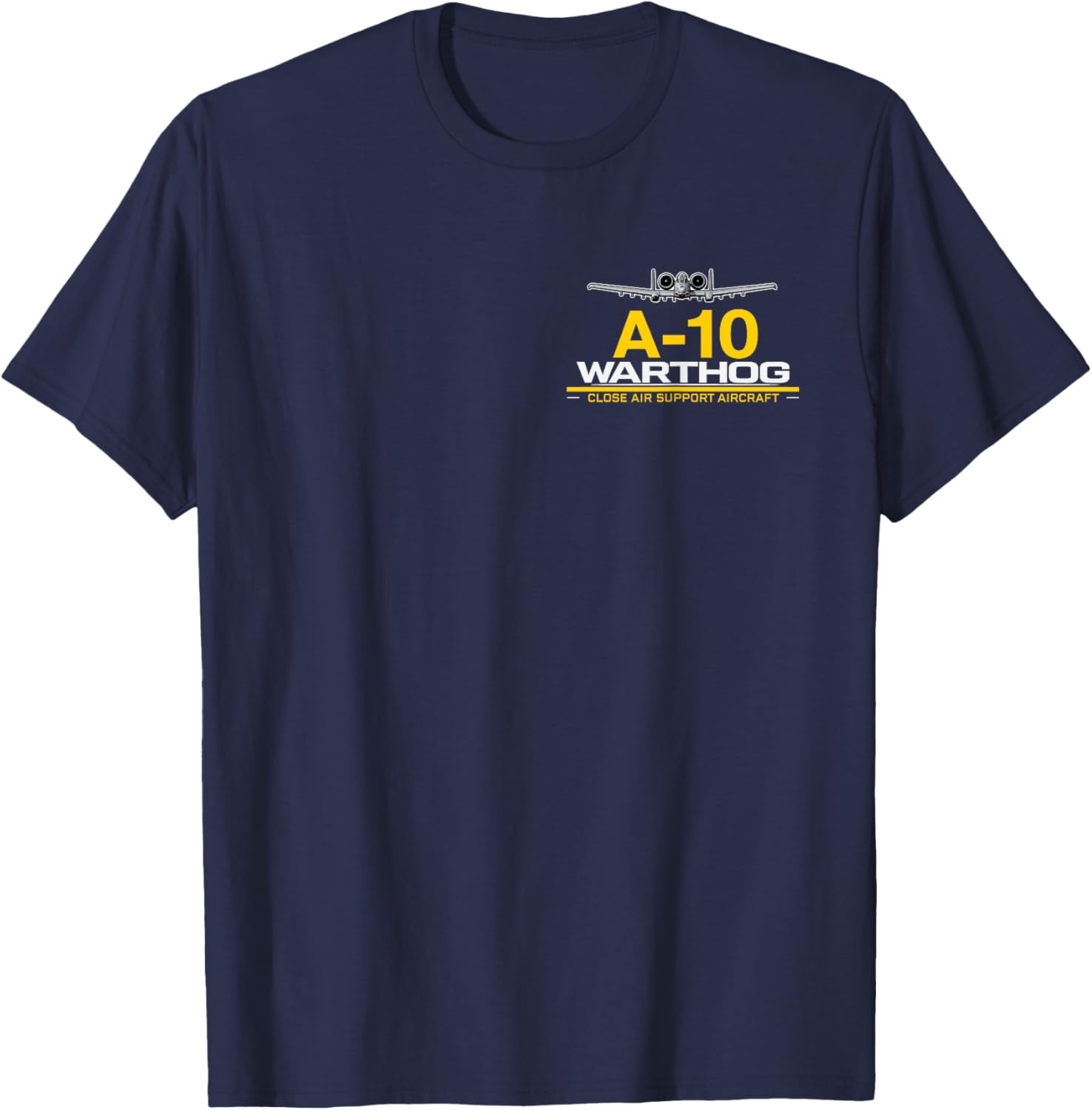 A-10 Warthog Military Jet Spec Infographic Yellow T-Shirt - T-Shirt | Navy