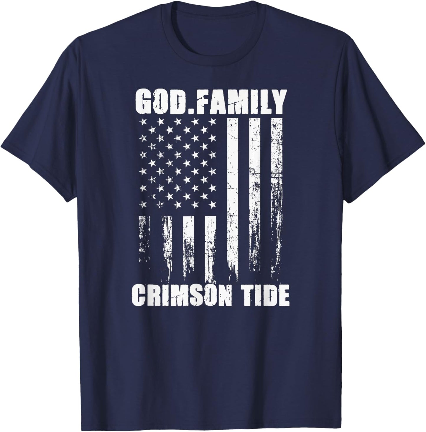 Minden Crimson Tide God. Family. Vintage USA Flag T-Shirt - T-Shirt | Navy