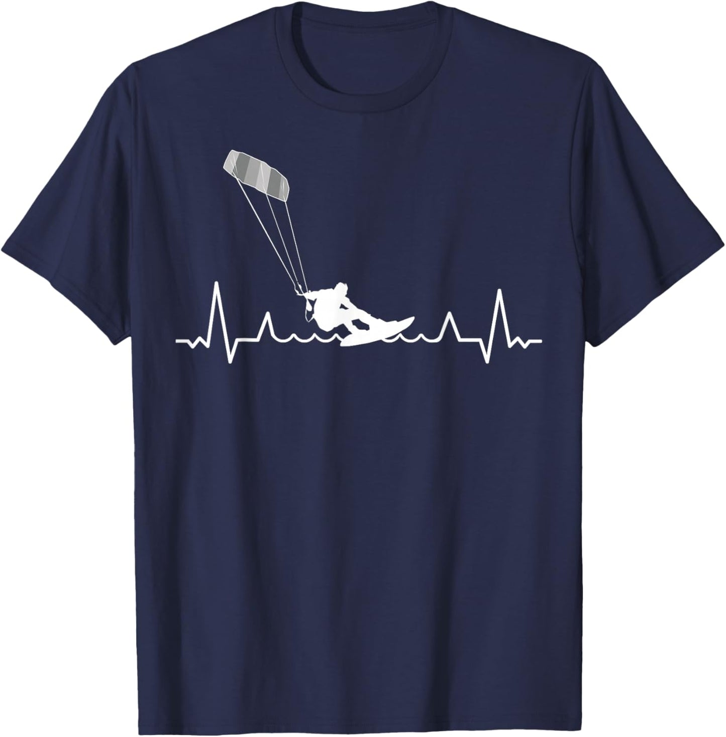 Kitesurfing Windsurfing Kitesurfing Cardiogram Kitesurfer T-Shirt - T-Shirt | Navy