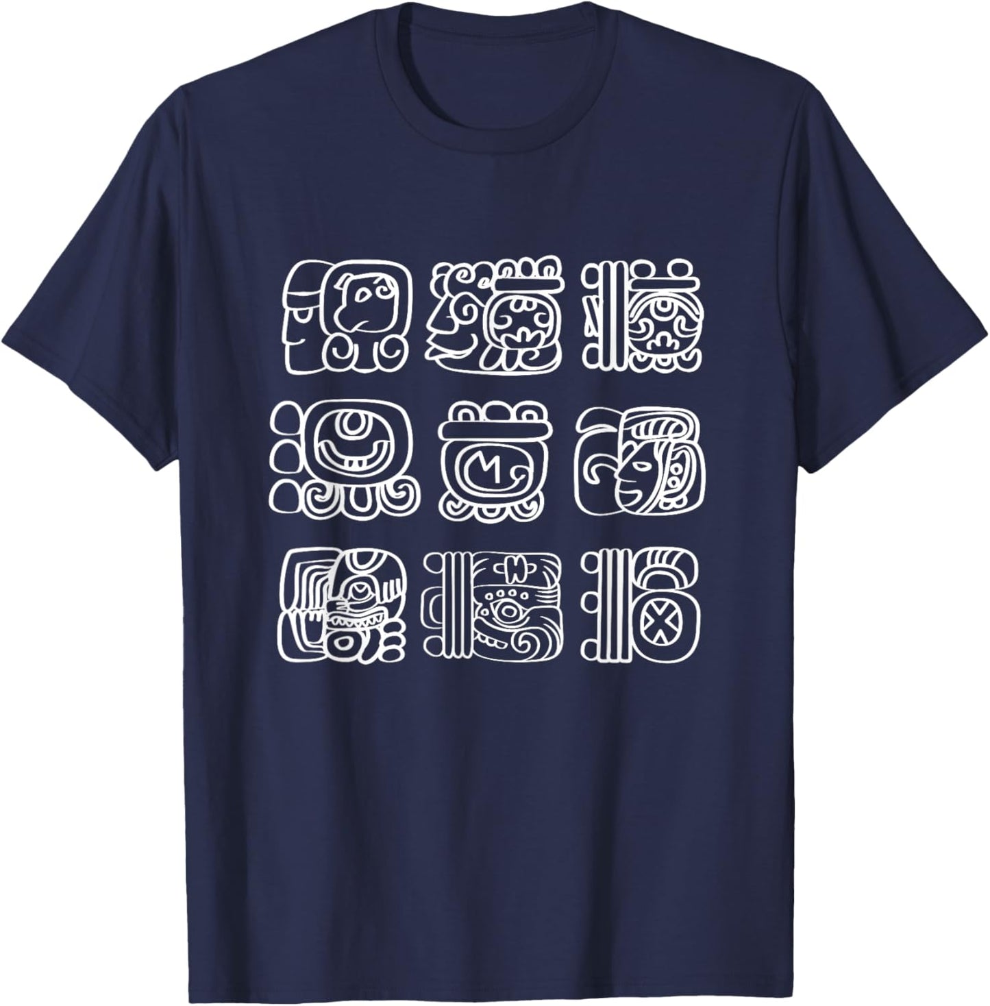 Vintage Mayan And Aztec Maya Hieroglyphs T-Shirt - T-Shirt | Navy