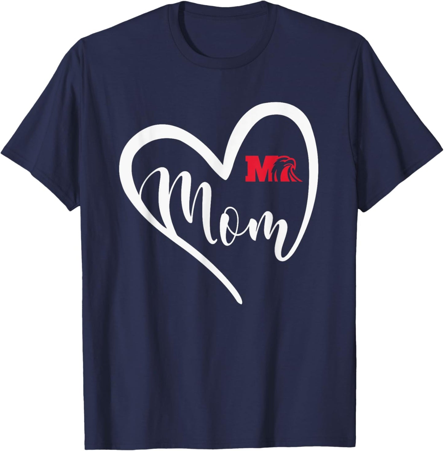 Milford Eagles Logo Heart Mom HS T-Shirt - T-Shirt | Navy