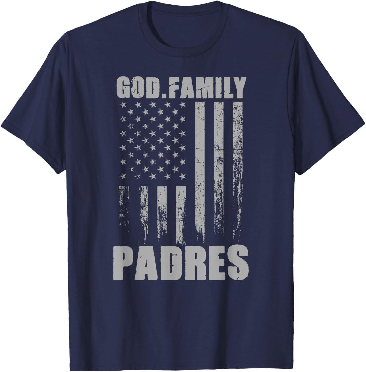 Carmel Padres God. Family. Vintage USA Flag T-Shirt - T-Shirt | Navy
