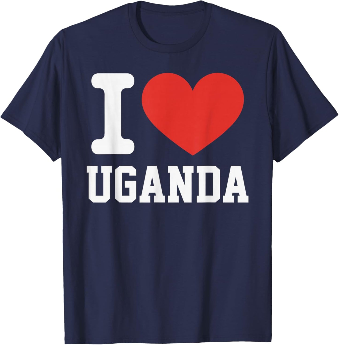 I Love Uganda Heart Souvenir Lovers Pride Travel T-Shirt - T-Shirt | Navy
