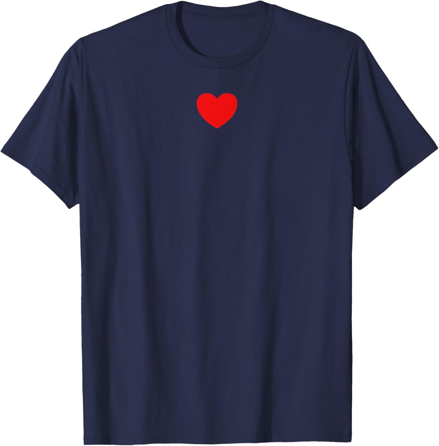 Small Red Heart Middle Trendy Simple Heart T-Shirt - T-Shirt | Navy