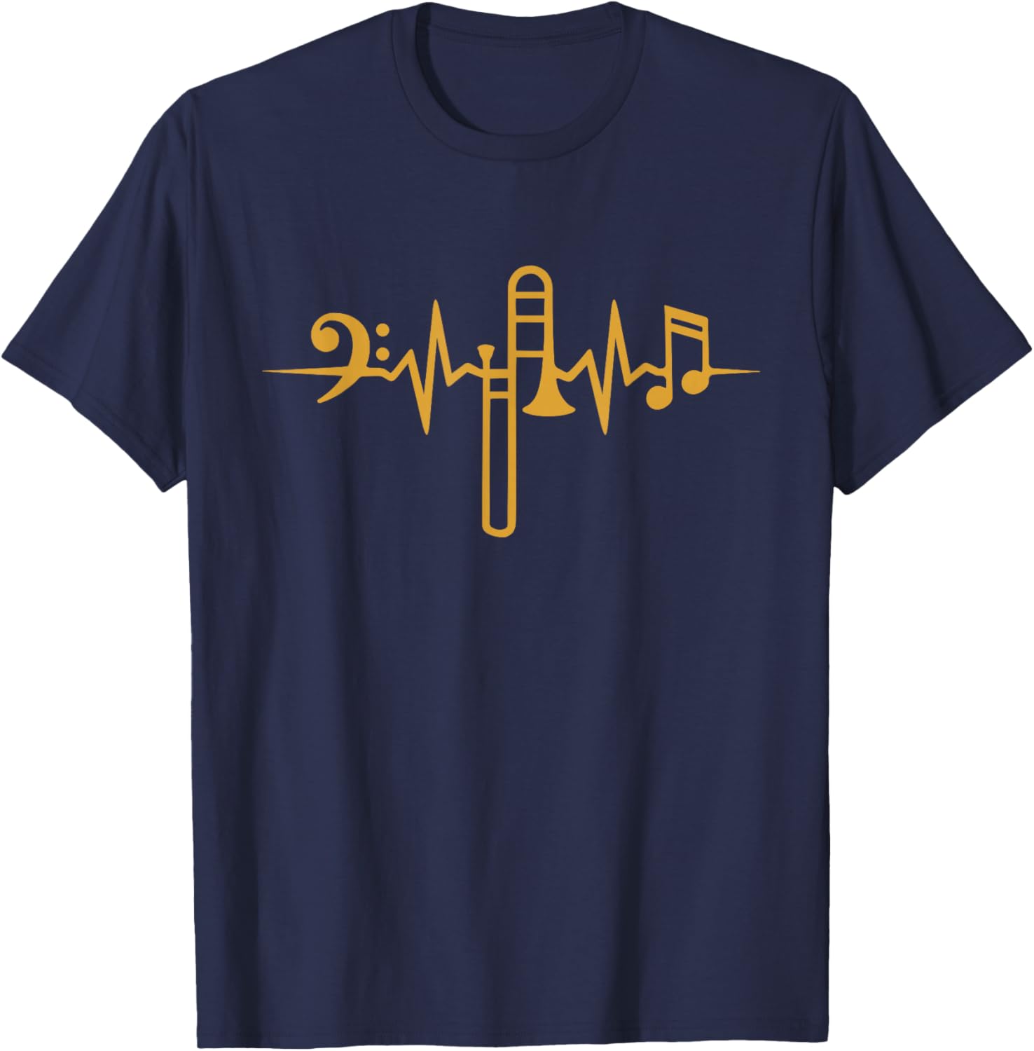 Trombonist Brass Music Heartbeat Trombone T-Shirt - T-Shirt | Navy