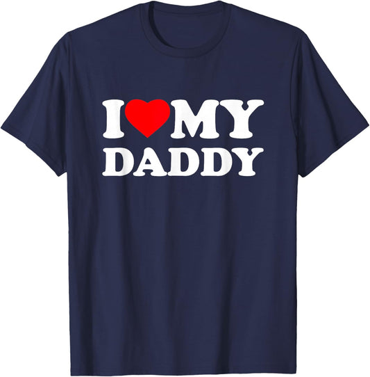 I Love My Daddy Heart Family T-Shirt - T-Shirt | Navy
