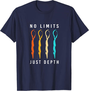 No Limits Just Depth Free Diving Retro Freedive T-Shirt - T-Shirt | Navy