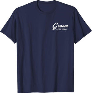 Groom Est. 2026 Mr. Husband Just Married Wedding Party Hubby T-Shirt - T-Shirt | Navy