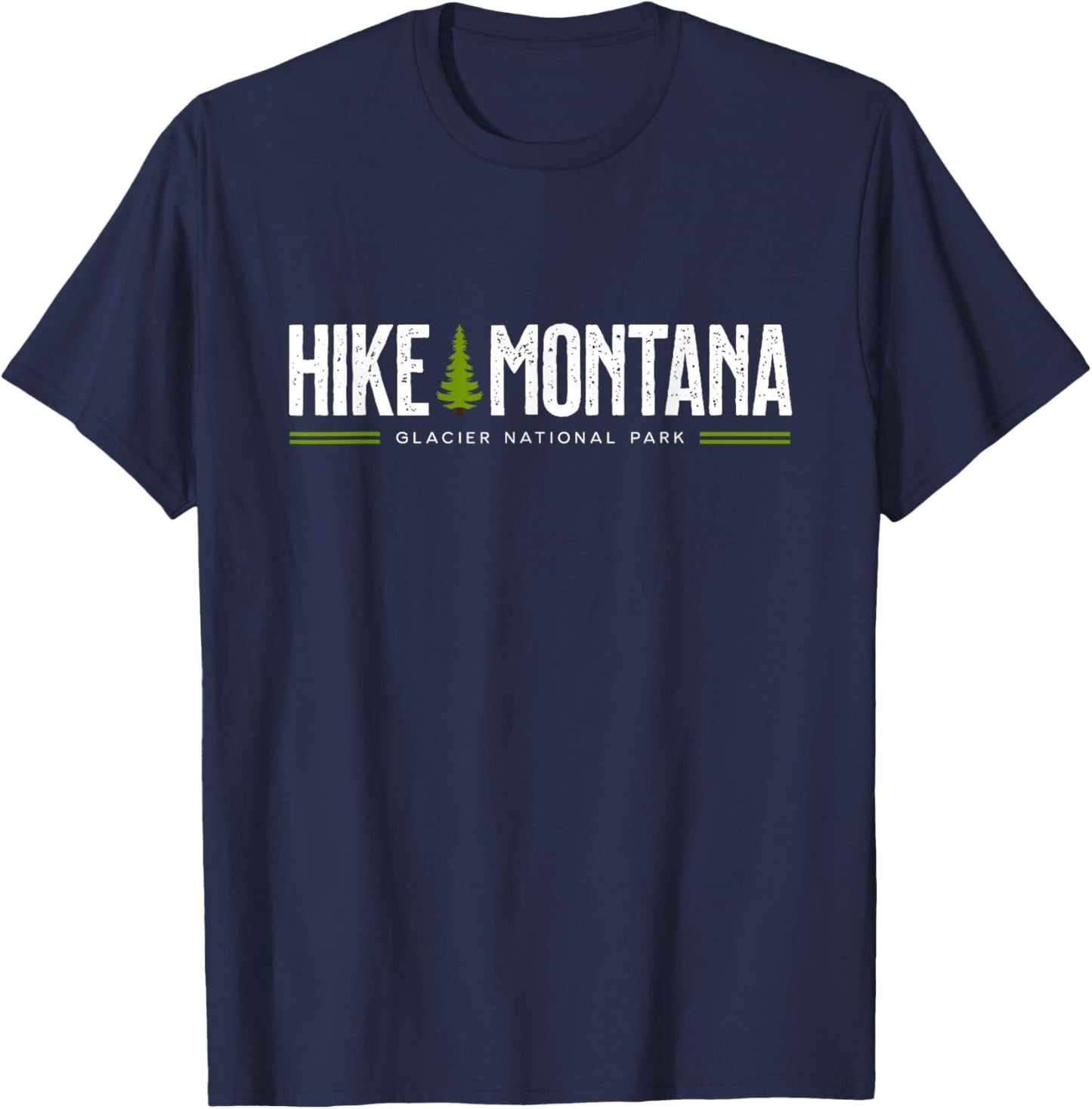 Montana Glacier National Park Hike Tree Retro Graphic T-Shirt - T-Shirt | Navy