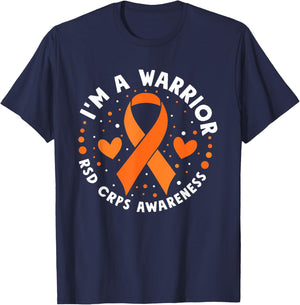 I'm A Warrior Rsd Crps Awareness Orange Ribbon CRPS T-Shirt - T-Shirt | Navy