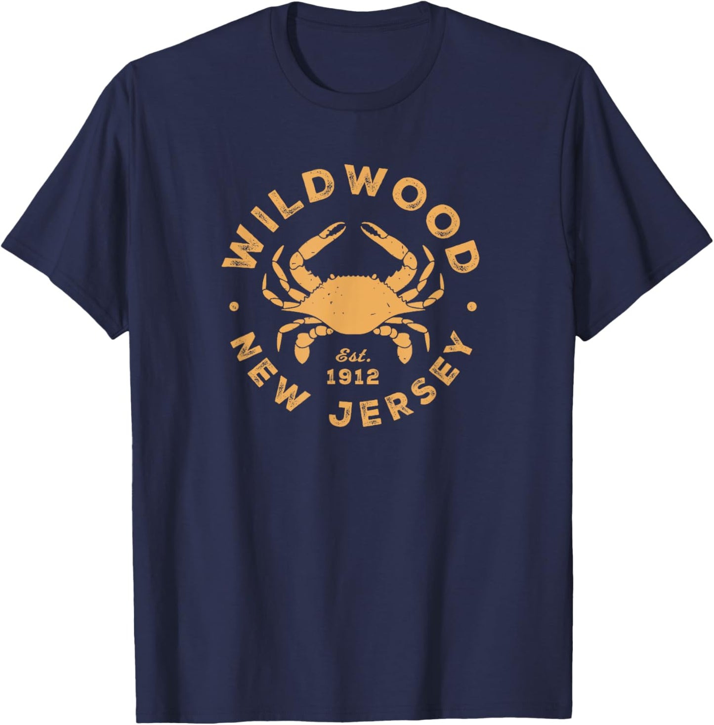 Vintage Wildwood New Jersey Atlantic Crab Beach Souvenir T-Shirt - T-Shirt | Navy