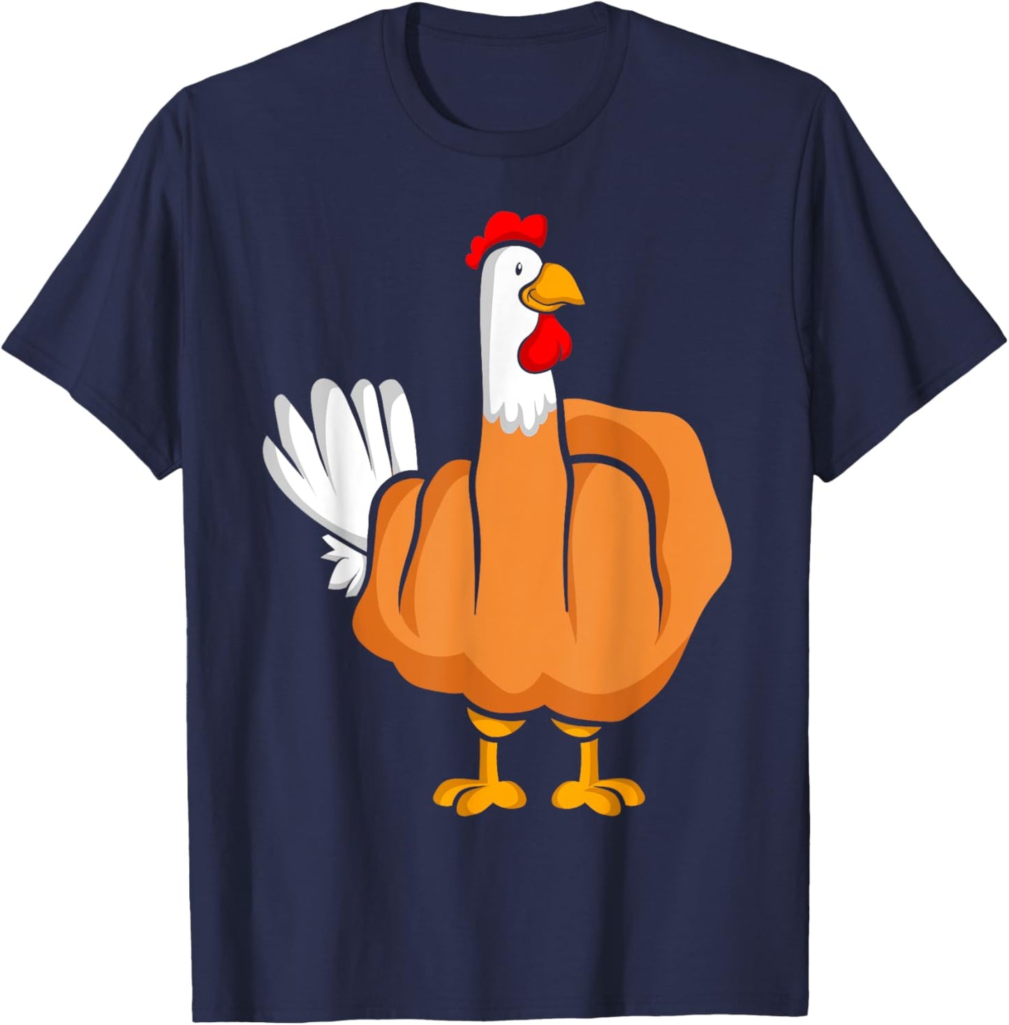 Middle Finger Chicken Rooster T-Shirt - T-Shirt | Navy