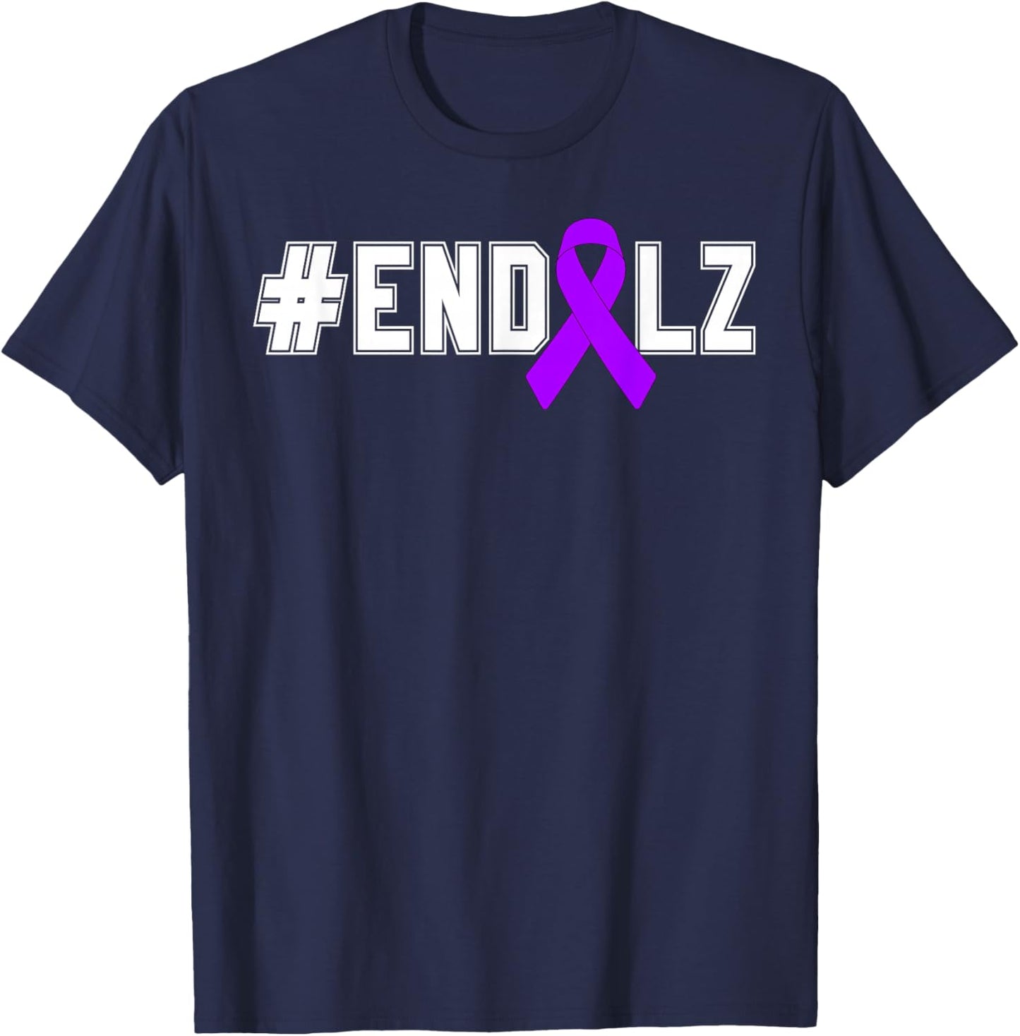 End Alz Purple Ribbon Alzheimer's Awareness Month Warrior T-Shirt - T-Shirt | Navy