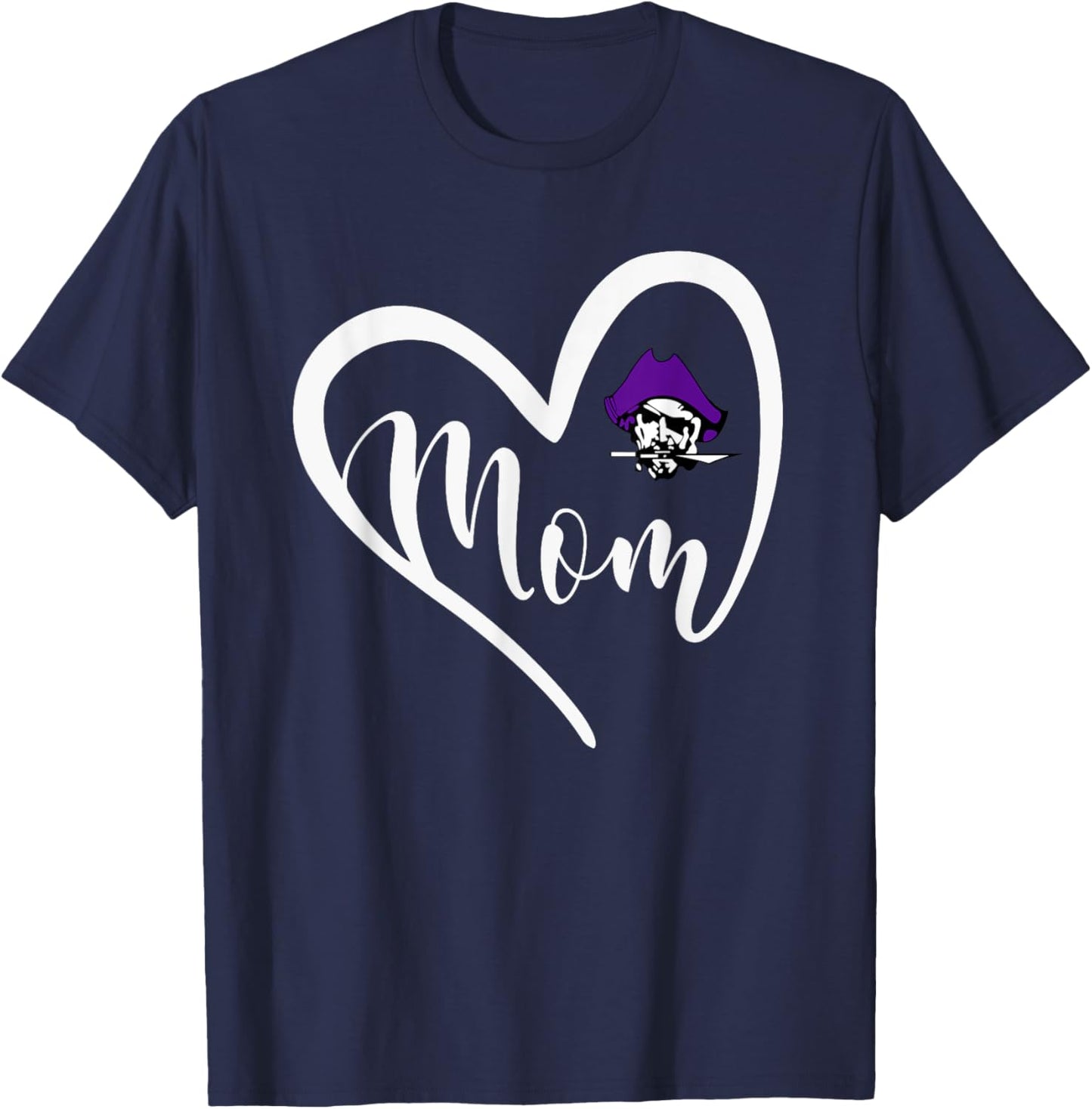 Merrillville Pirates Logo Heart Mom HS T-Shirt - T-Shirt | Navy