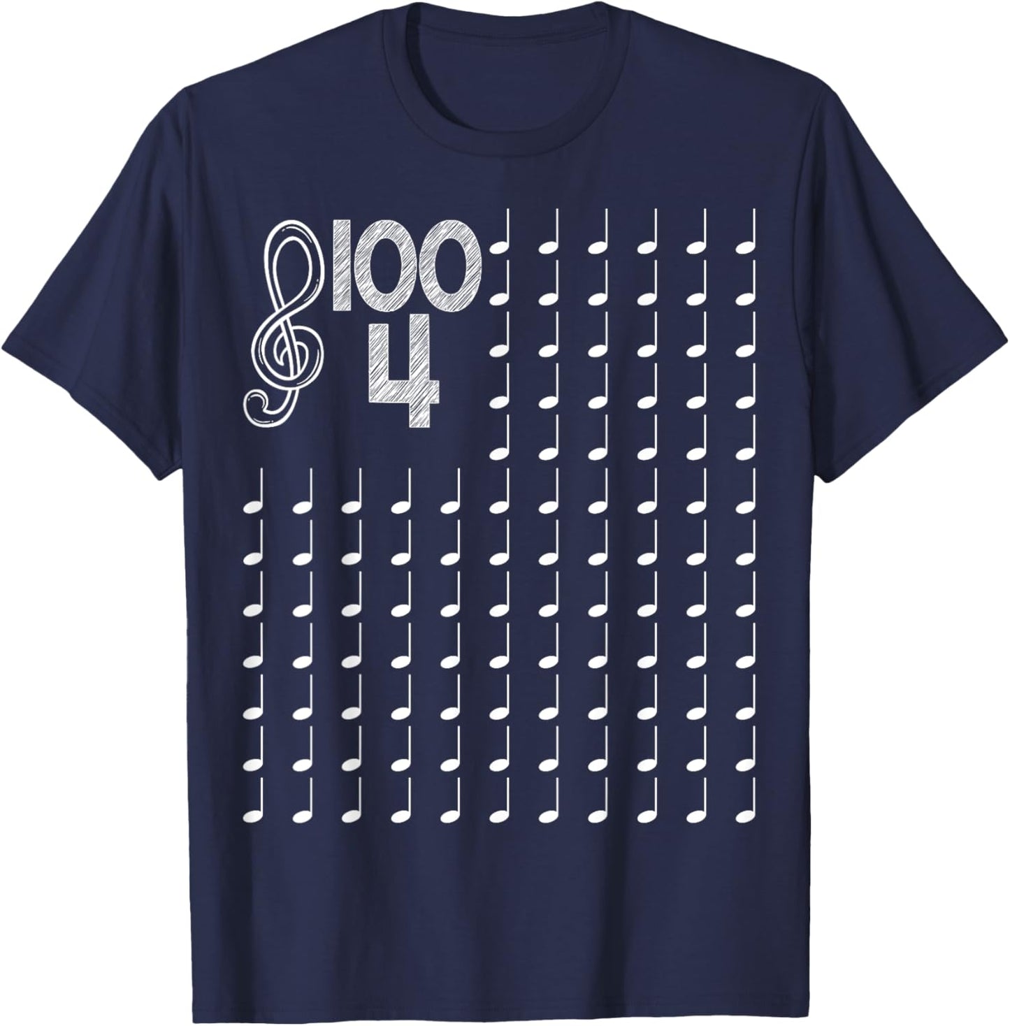 100th Day of School Musical Notes Music Teacher Kids T-Shirt - T-Shirt | Navy