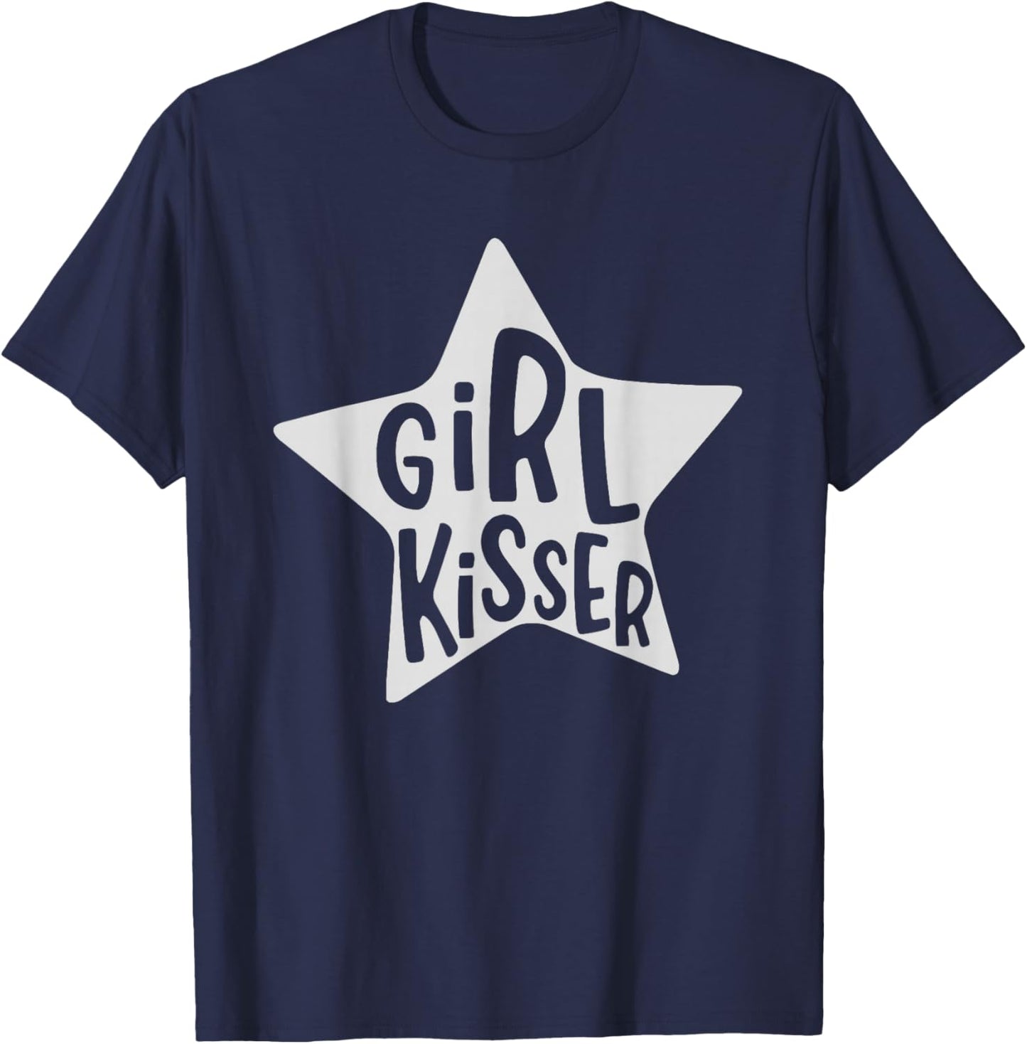 Vintage Retro Girl Kisser Heart Love Lesbians LGBT Pride T-Shirt - T-Shirt | Navy