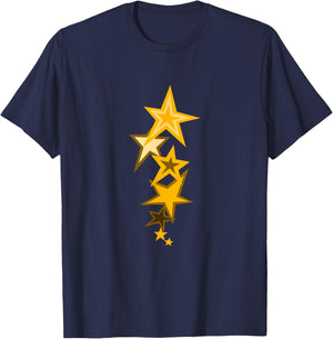 University Varsity-Gold Color Vertical Stars Yellow T-Shirt - T-Shirt | Navy
