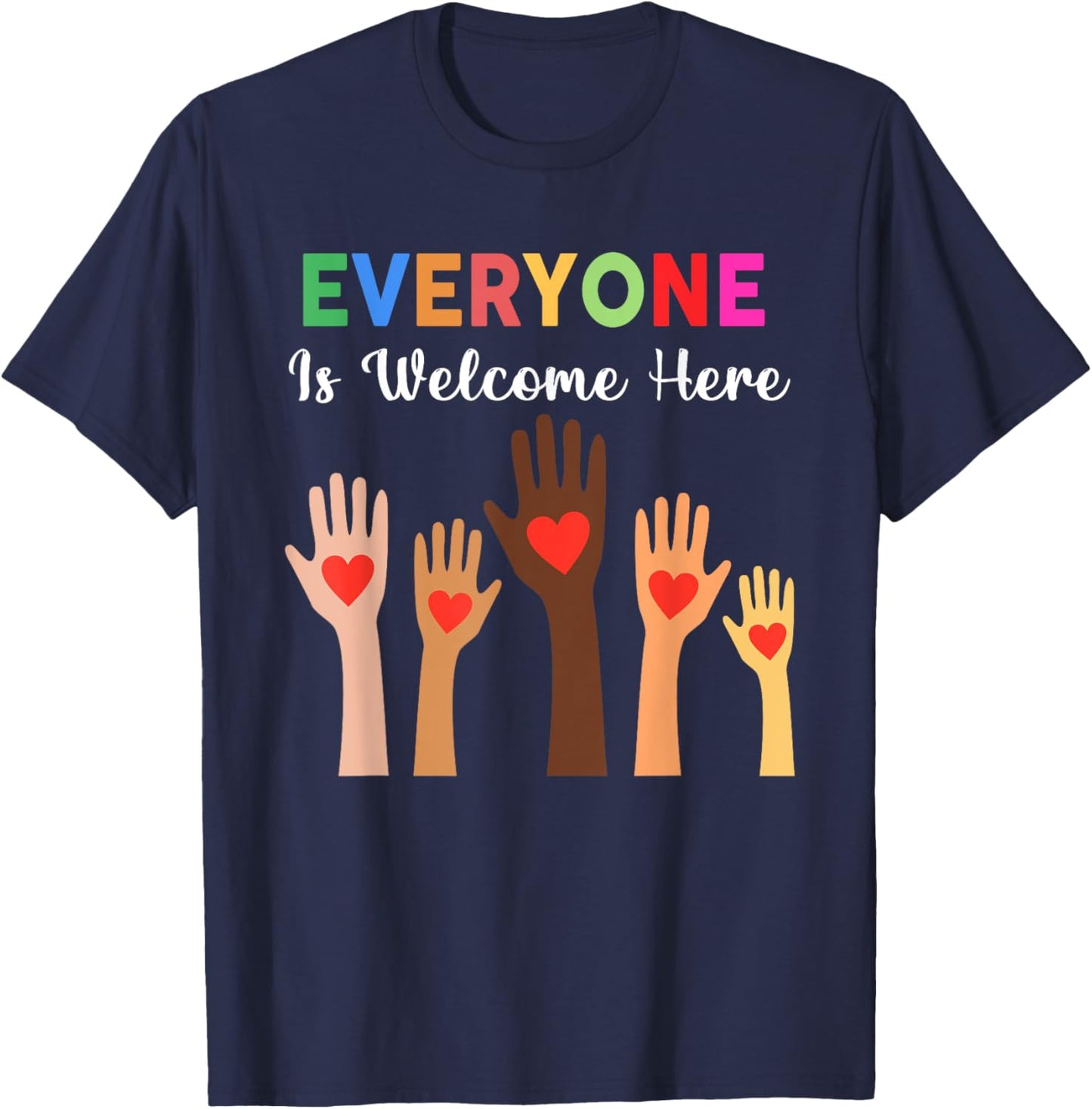 Everyone Is Welcome Here Idaho Teacher T-Shirt - T-Shirt | Navy