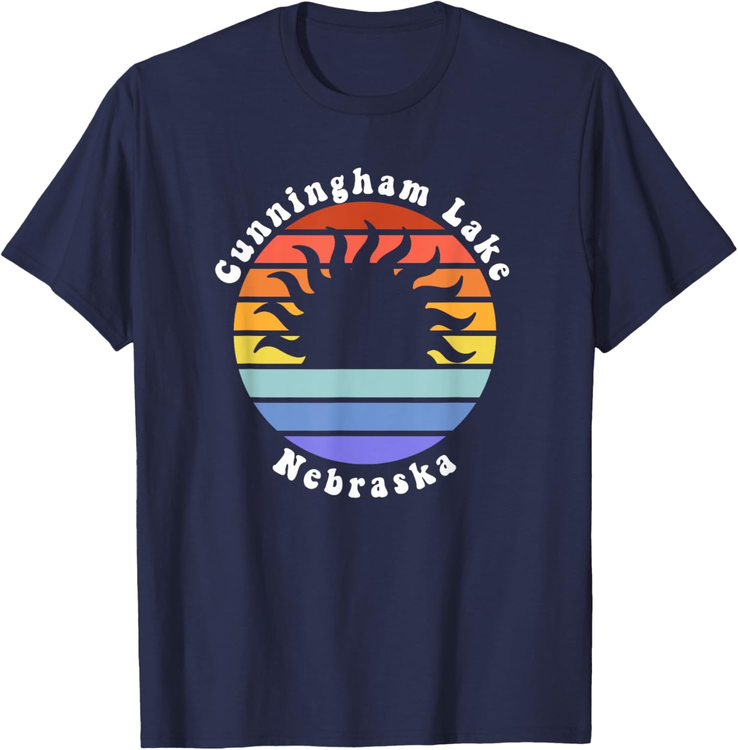 Cunningham Lake Nebraska Sunrise Family Vacation Souvenir T-Shirt - T-Shirt | Navy