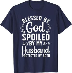 Funny Spoiled Wife Art Girls Husband Spoiled Wife T-Shirt - T-Shirt | Navy