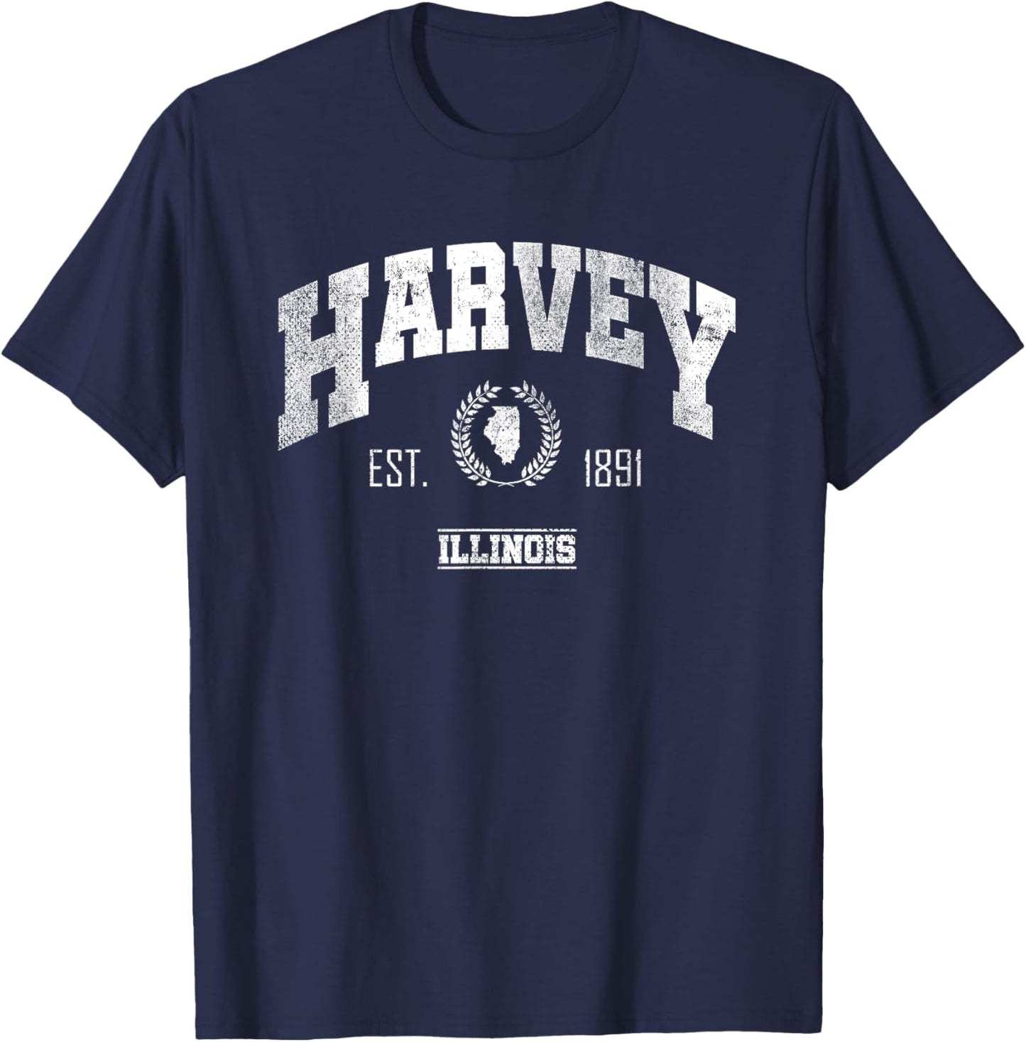 Harvey IL | Illinois | Vintage Throwback T-Shirt - T-Shirt | Navy
