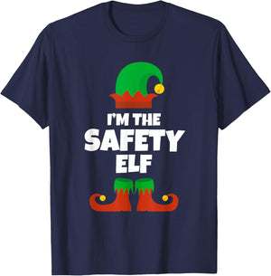 I'm The Safety Elf Family Pajama Christmas Officer Manager T-Shirt - T-Shirt | Navy