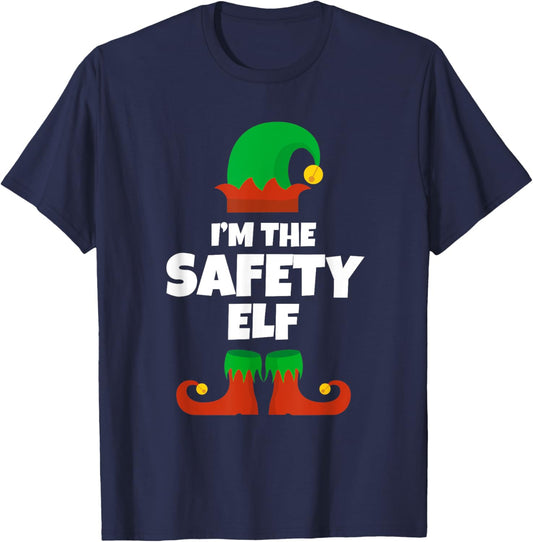 I'm The Safety Elf Family Pajama Christmas Officer Manager T-Shirt - T-Shirt | Navy
