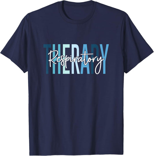 Vintage Respiratory Therapy Nurse Apparel -Adults Respiratory Therapist RT Nurse Black Short Sleeve Cotton Blend Funny Design Henley Collar T-Shirt - T-Shirt | Navy